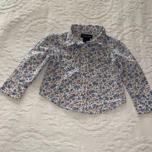 Gently Loved Ralph Lauren Kids Floral Button Down Western Style Shirt - Picture 1 of 9